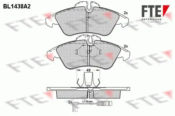 Bremsbelagsatz, Scheibenbremse Vorderachse FTE 9010187