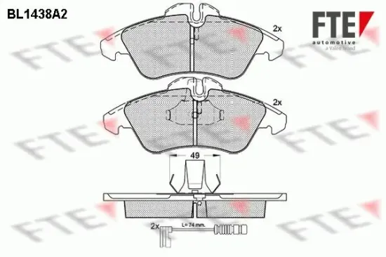 Bremsbelagsatz, Scheibenbremse Vorderachse FTE 9010187 Bild Bremsbelagsatz, Scheibenbremse Vorderachse FTE 9010187