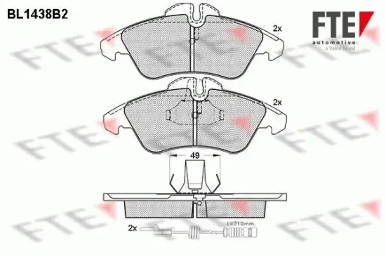 Bremsbelagsatz, Scheibenbremse Vorderachse FTE 9010188 Bild Bremsbelagsatz, Scheibenbremse Vorderachse FTE 9010188