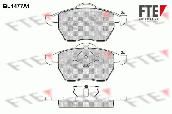 Bremsbelagsatz, Scheibenbremse Vorderachse FTE 9010207 Bild Bremsbelagsatz, Scheibenbremse Vorderachse FTE 9010207