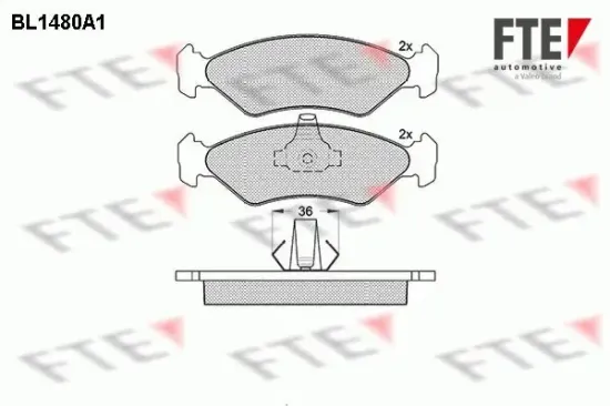 Bremsbelagsatz, Scheibenbremse Vorderachse FTE 9010209 Bild Bremsbelagsatz, Scheibenbremse Vorderachse FTE 9010209