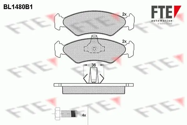 Bremsbelagsatz, Scheibenbremse Vorderachse FTE 9011032
