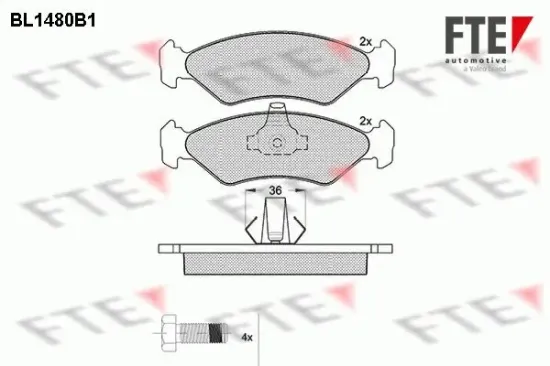 Bremsbelagsatz, Scheibenbremse Vorderachse FTE 9011032 Bild Bremsbelagsatz, Scheibenbremse Vorderachse FTE 9011032