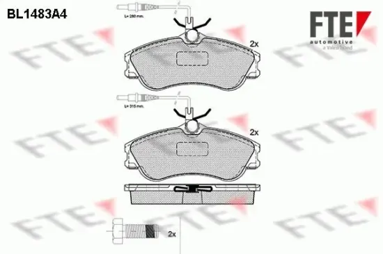 Bremsbelagsatz, Scheibenbremse Vorderachse FTE 9010214 Bild Bremsbelagsatz, Scheibenbremse Vorderachse FTE 9010214