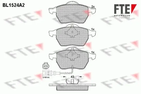 Bremsbelagsatz, Scheibenbremse Vorderachse FTE 9010231 Bild Bremsbelagsatz, Scheibenbremse Vorderachse FTE 9010231