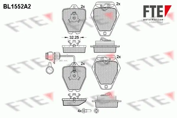 Bremsbelagsatz, Scheibenbremse Vorderachse FTE 9010241
