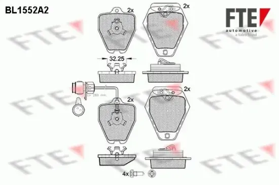 Bremsbelagsatz, Scheibenbremse Vorderachse FTE 9010241 Bild Bremsbelagsatz, Scheibenbremse Vorderachse FTE 9010241