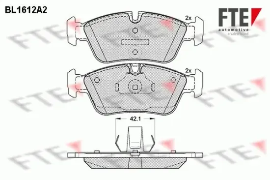 Bremsbelagsatz, Scheibenbremse Vorderachse FTE BL1612A2 Bild Bremsbelagsatz, Scheibenbremse Vorderachse FTE BL1612A2