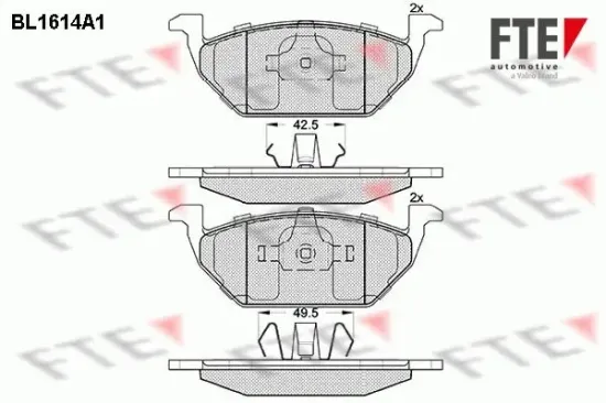 Bremsbelagsatz, Scheibenbremse Vorderachse FTE 9010249 Bild Bremsbelagsatz, Scheibenbremse Vorderachse FTE 9010249