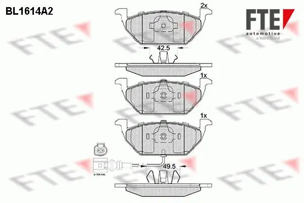 Bremsbelagsatz, Scheibenbremse Vorderachse FTE 9010250