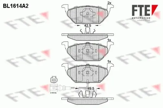 Bremsbelagsatz, Scheibenbremse Vorderachse FTE 9010250 Bild Bremsbelagsatz, Scheibenbremse Vorderachse FTE 9010250