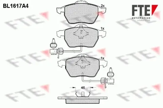 Bremsbelagsatz, Scheibenbremse Vorderachse FTE 9010251 Bild Bremsbelagsatz, Scheibenbremse Vorderachse FTE 9010251