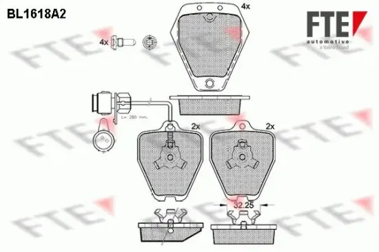 Bremsbelagsatz, Scheibenbremse Vorderachse FTE 9010253 Bild Bremsbelagsatz, Scheibenbremse Vorderachse FTE 9010253
