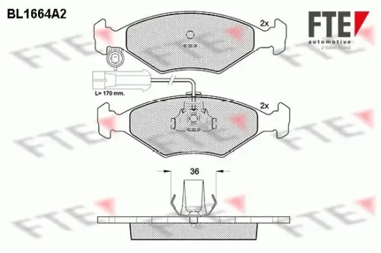Bremsbelagsatz, Scheibenbremse Vorderachse FTE 9010276 Bild Bremsbelagsatz, Scheibenbremse Vorderachse FTE 9010276