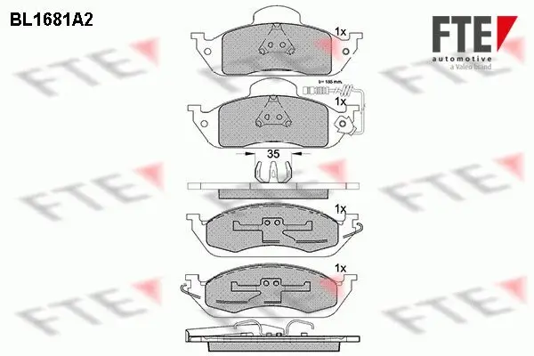 Bremsbelagsatz, Scheibenbremse Vorderachse FTE 9010291