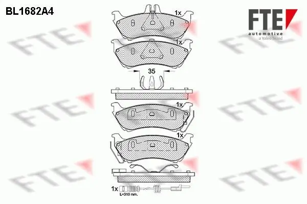 Bremsbelagsatz, Scheibenbremse Hinterachse FTE 9010292