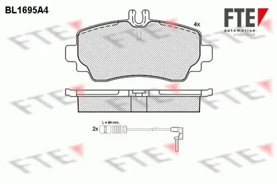 Bremsbelagsatz, Scheibenbremse Vorderachse FTE 9010305 Bild Bremsbelagsatz, Scheibenbremse Vorderachse FTE 9010305