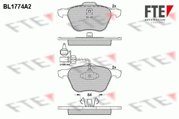 Bremsbelagsatz, Scheibenbremse Vorderachse FTE 9010344