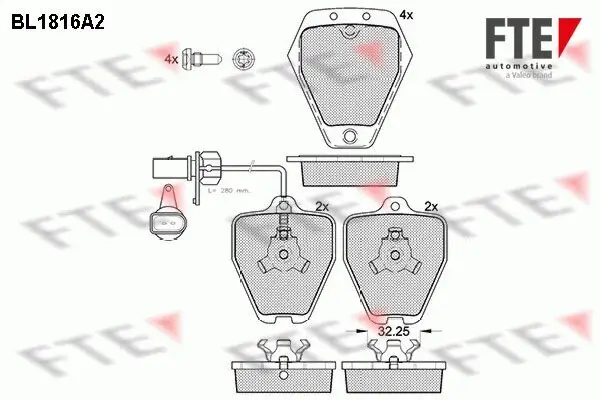 Bremsbelagsatz, Scheibenbremse Vorderachse FTE 9010394