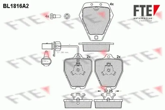 Bremsbelagsatz, Scheibenbremse Vorderachse FTE 9010394 Bild Bremsbelagsatz, Scheibenbremse Vorderachse FTE 9010394