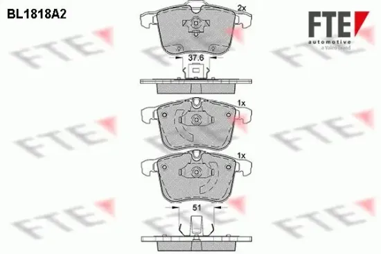 Bremsbelagsatz, Scheibenbremse Vorderachse FTE BL1818A2 Bild Bremsbelagsatz, Scheibenbremse Vorderachse FTE BL1818A2