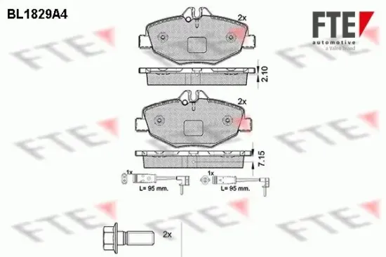 Bremsbelagsatz, Scheibenbremse Vorderachse FTE 9010407 Bild Bremsbelagsatz, Scheibenbremse Vorderachse FTE 9010407