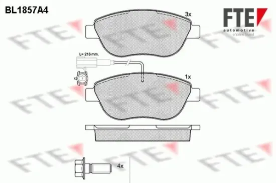 Bremsbelagsatz, Scheibenbremse Vorderachse FTE 9010431 Bild Bremsbelagsatz, Scheibenbremse Vorderachse FTE 9010431