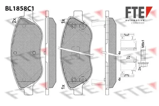 Bremsbelagsatz, Scheibenbremse Vorderachse FTE 9011085 Bild Bremsbelagsatz, Scheibenbremse Vorderachse FTE 9011085