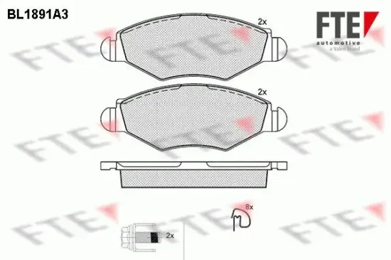 Bremsbelagsatz, Scheibenbremse Vorderachse FTE 9010476 Bild Bremsbelagsatz, Scheibenbremse Vorderachse FTE 9010476