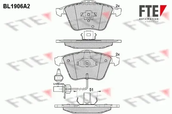 Bremsbelagsatz, Scheibenbremse Vorderachse FTE 9010495 Bild Bremsbelagsatz, Scheibenbremse Vorderachse FTE 9010495