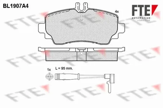 Bremsbelagsatz, Scheibenbremse Vorderachse FTE 9010496 Bild Bremsbelagsatz, Scheibenbremse Vorderachse FTE 9010496