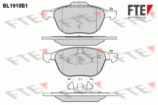 Bremsbelagsatz, Scheibenbremse Vorderachse FTE 9010500 Bild Bremsbelagsatz, Scheibenbremse Vorderachse FTE 9010500