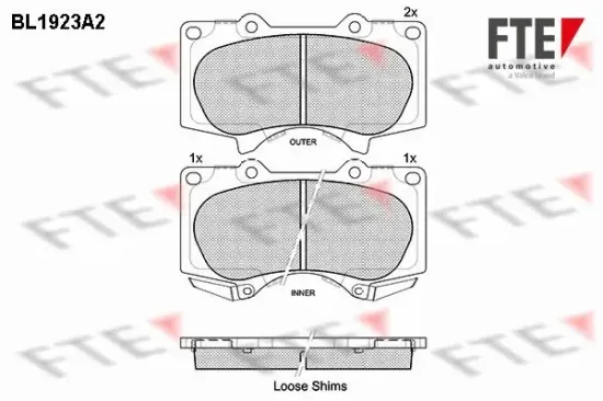 Bremsbelagsatz, Scheibenbremse Vorderachse FTE 9010509 Bild Bremsbelagsatz, Scheibenbremse Vorderachse FTE 9010509