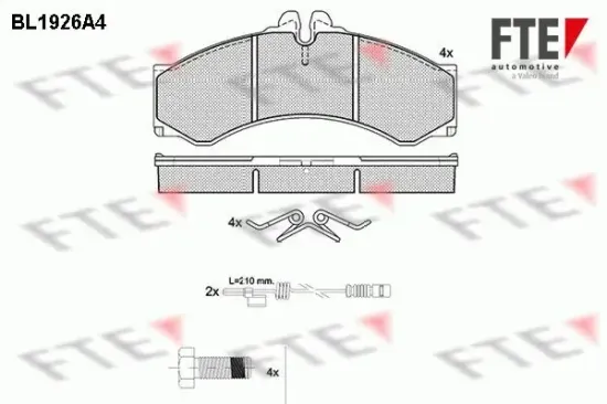 Bremsbelagsatz, Scheibenbremse Vorderachse Hinterachse FTE 9010512 Bild Bremsbelagsatz, Scheibenbremse Vorderachse Hinterachse FTE 9010512