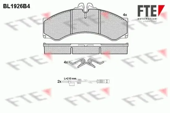 Bremsbelagsatz, Scheibenbremse Vorderachse Hinterachse FTE 9010513 Bild Bremsbelagsatz, Scheibenbremse Vorderachse Hinterachse FTE 9010513