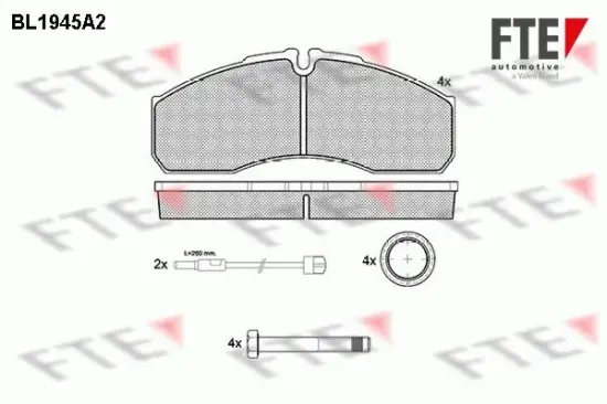 Bremsbelagsatz, Scheibenbremse Vorderachse Hinterachse FTE 9500012 Bild Bremsbelagsatz, Scheibenbremse Vorderachse Hinterachse FTE 9500012
