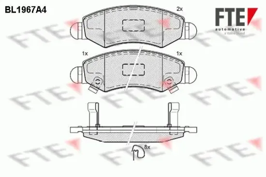 Bremsbelagsatz, Scheibenbremse Vorderachse FTE 9010550 Bild Bremsbelagsatz, Scheibenbremse Vorderachse FTE 9010550
