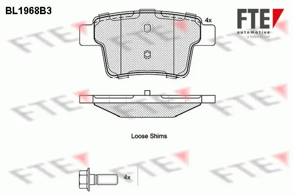 Bremsbelagsatz, Scheibenbremse Hinterachse FTE 9010552