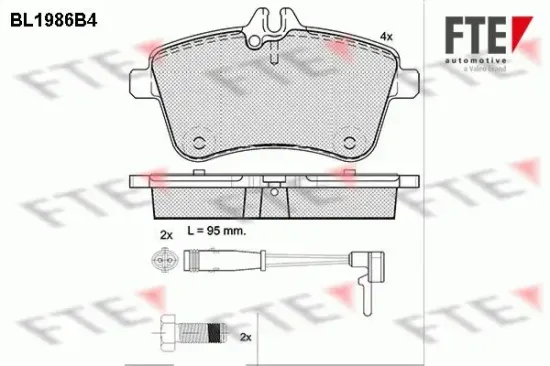 Bremsbelagsatz, Scheibenbremse Vorderachse FTE 9010576 Bild Bremsbelagsatz, Scheibenbremse Vorderachse FTE 9010576