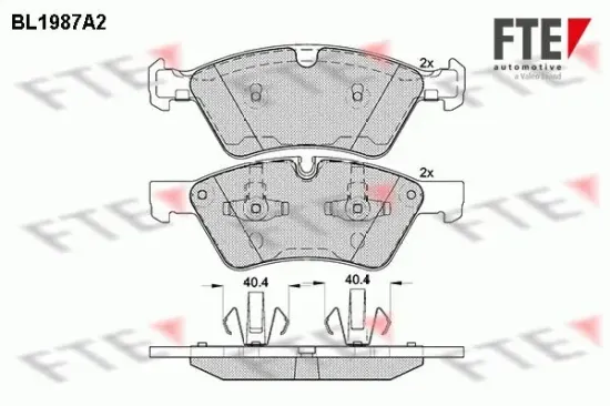Bremsbelagsatz, Scheibenbremse Vorderachse FTE 9010577 Bild Bremsbelagsatz, Scheibenbremse Vorderachse FTE 9010577