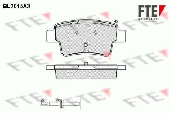 Bremsbelagsatz, Scheibenbremse Hinterachse FTE 9010600 Bild Bremsbelagsatz, Scheibenbremse Hinterachse FTE 9010600