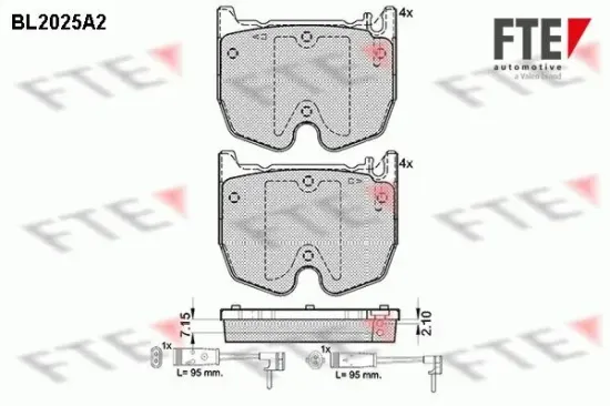 Bremsbelagsatz, Scheibenbremse Vorderachse FTE 9010613 Bild Bremsbelagsatz, Scheibenbremse Vorderachse FTE 9010613