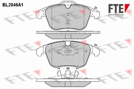 Bremsbelagsatz, Scheibenbremse Vorderachse FTE 9010632 Bild Bremsbelagsatz, Scheibenbremse Vorderachse FTE 9010632