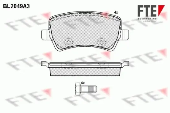 Bremsbelagsatz, Scheibenbremse Hinterachse FTE BL2049A3 Bild Bremsbelagsatz, Scheibenbremse Hinterachse FTE BL2049A3