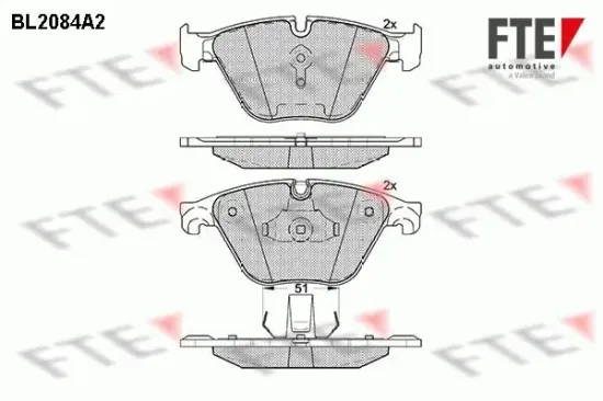 Bremsbelagsatz, Scheibenbremse Vorderachse FTE 9010668 Bild Bremsbelagsatz, Scheibenbremse Vorderachse FTE 9010668