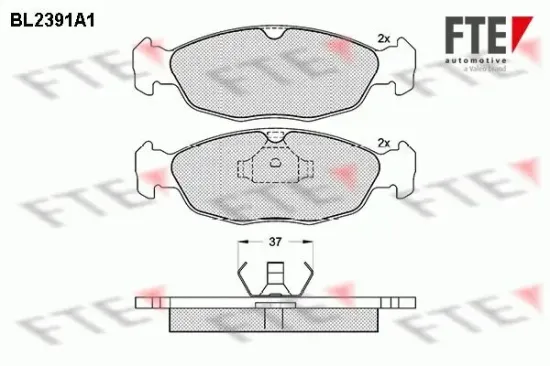 Bremsbelagsatz, Scheibenbremse Vorderachse FTE 9010718 Bild Bremsbelagsatz, Scheibenbremse Vorderachse FTE 9010718