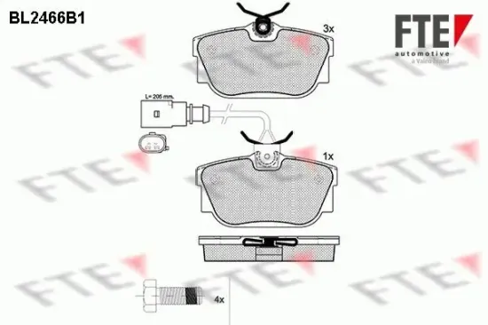 Bremsbelagsatz, Scheibenbremse Hinterachse FTE 9010750 Bild Bremsbelagsatz, Scheibenbremse Hinterachse FTE 9010750