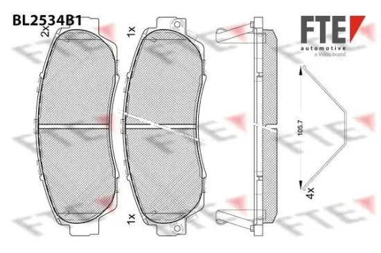 Bremsbelagsatz, Scheibenbremse Vorderachse FTE 9011088 Bild Bremsbelagsatz, Scheibenbremse Vorderachse FTE 9011088
