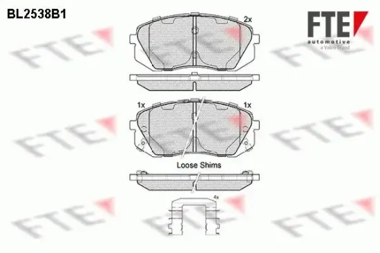 Bremsbelagsatz, Scheibenbremse Vorderachse FTE 9010791 Bild Bremsbelagsatz, Scheibenbremse Vorderachse FTE 9010791