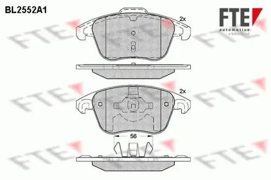 Bremsbelagsatz, Scheibenbremse Vorderachse FTE 9010805 Bild Bremsbelagsatz, Scheibenbremse Vorderachse FTE 9010805